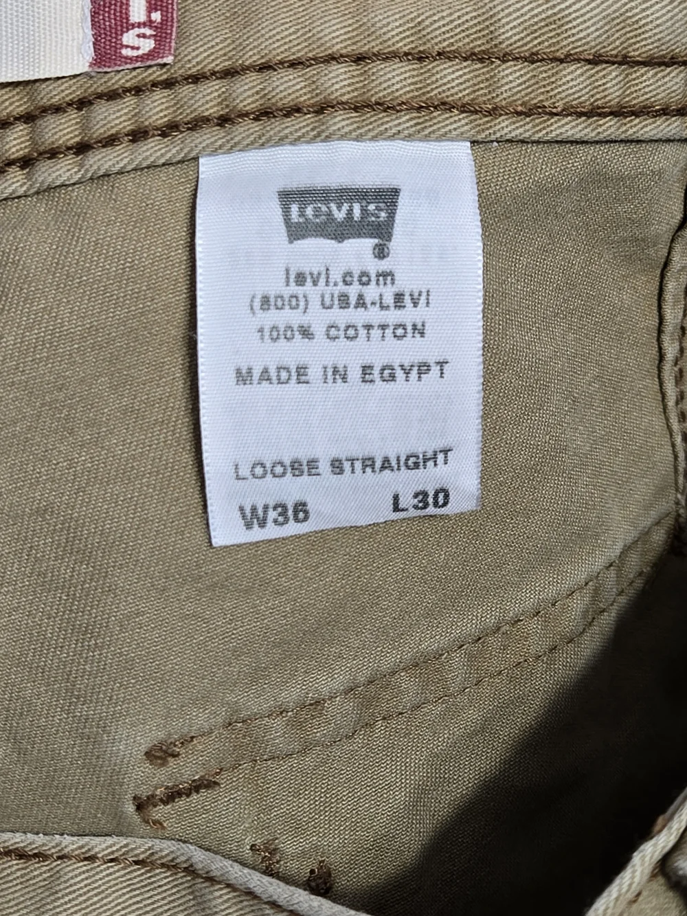 Levi's Cargo Men's Khaki Loose Straight Cargo Pants 36x30 Utility Cotton
